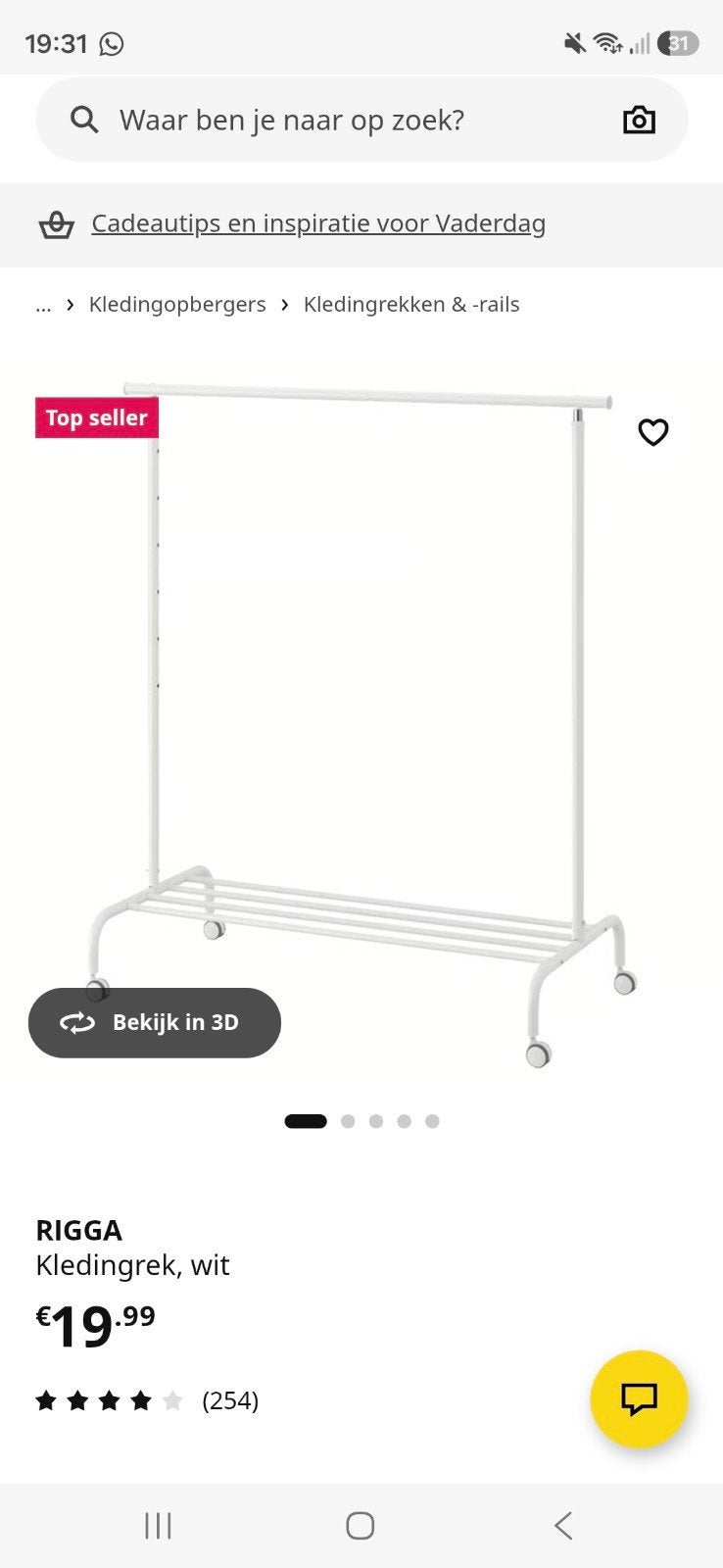 2x Wit Kledingrek - Gebruikt 20 euro voor 2, Ophalen