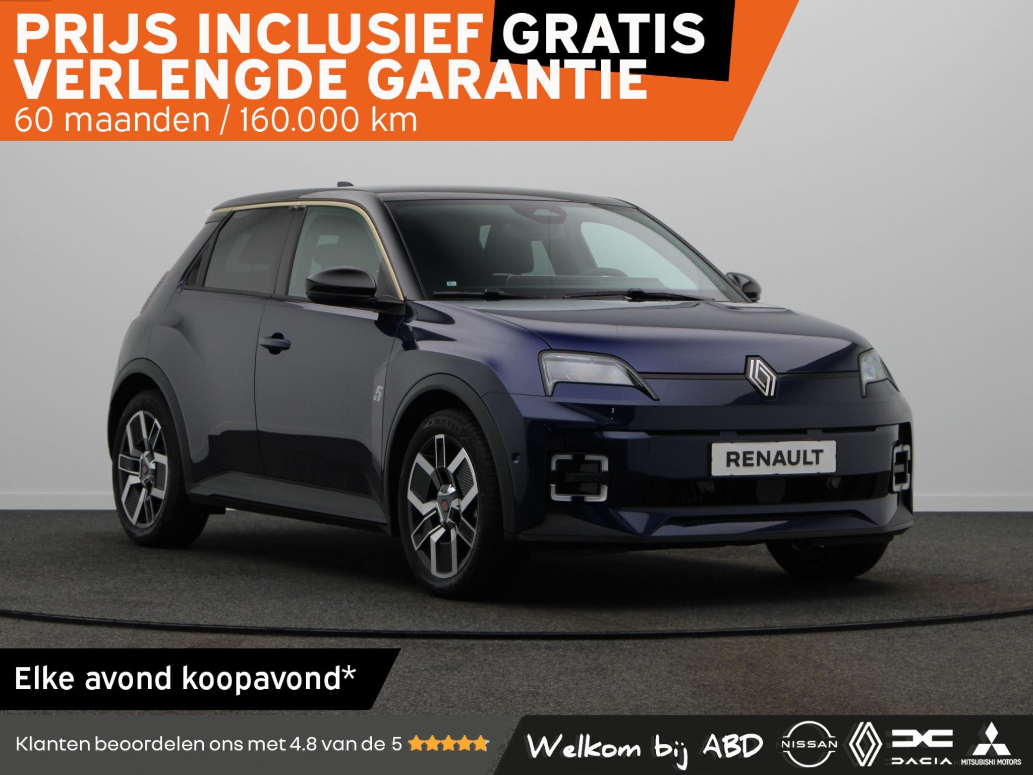 Renault 5 comfort range techno 52 kWh | Vijf jaar garantie |, Auto's, Dealer onderhouden, Stof, Blauw, 31 min
