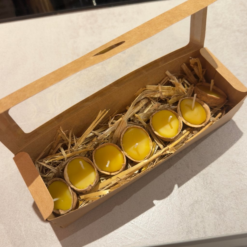 Walnoot kaarsen met bijenwas uit Letland, Geel, Natuurlijk materiaal, Nieuw, Ophalen of Verzenden
