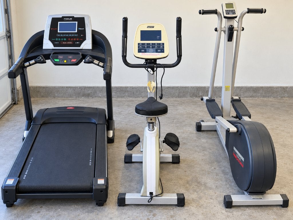 Complete homegym: loopband, hometrainer en crosstrainer, Ophalen, Overige materialen, Benen, Gebruikt