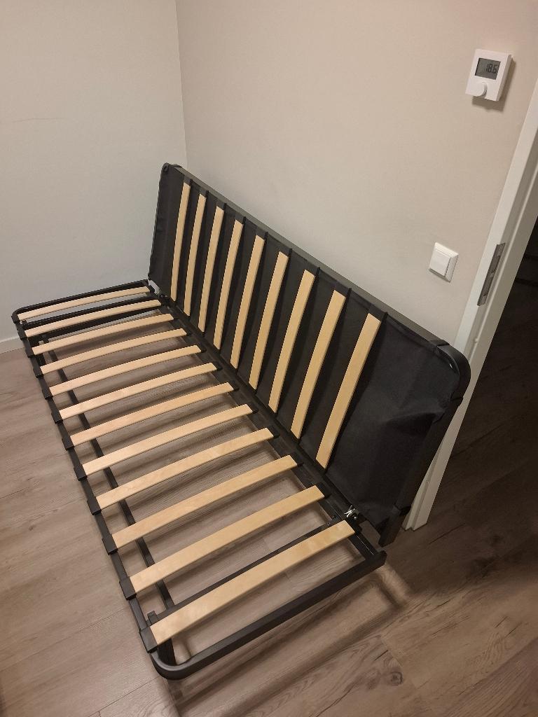 Tweepersoons slaapbank | Inklapbaar | Metalen frame | Zwart, Ophalen, Zwart, Tweepersoons, 140 cm