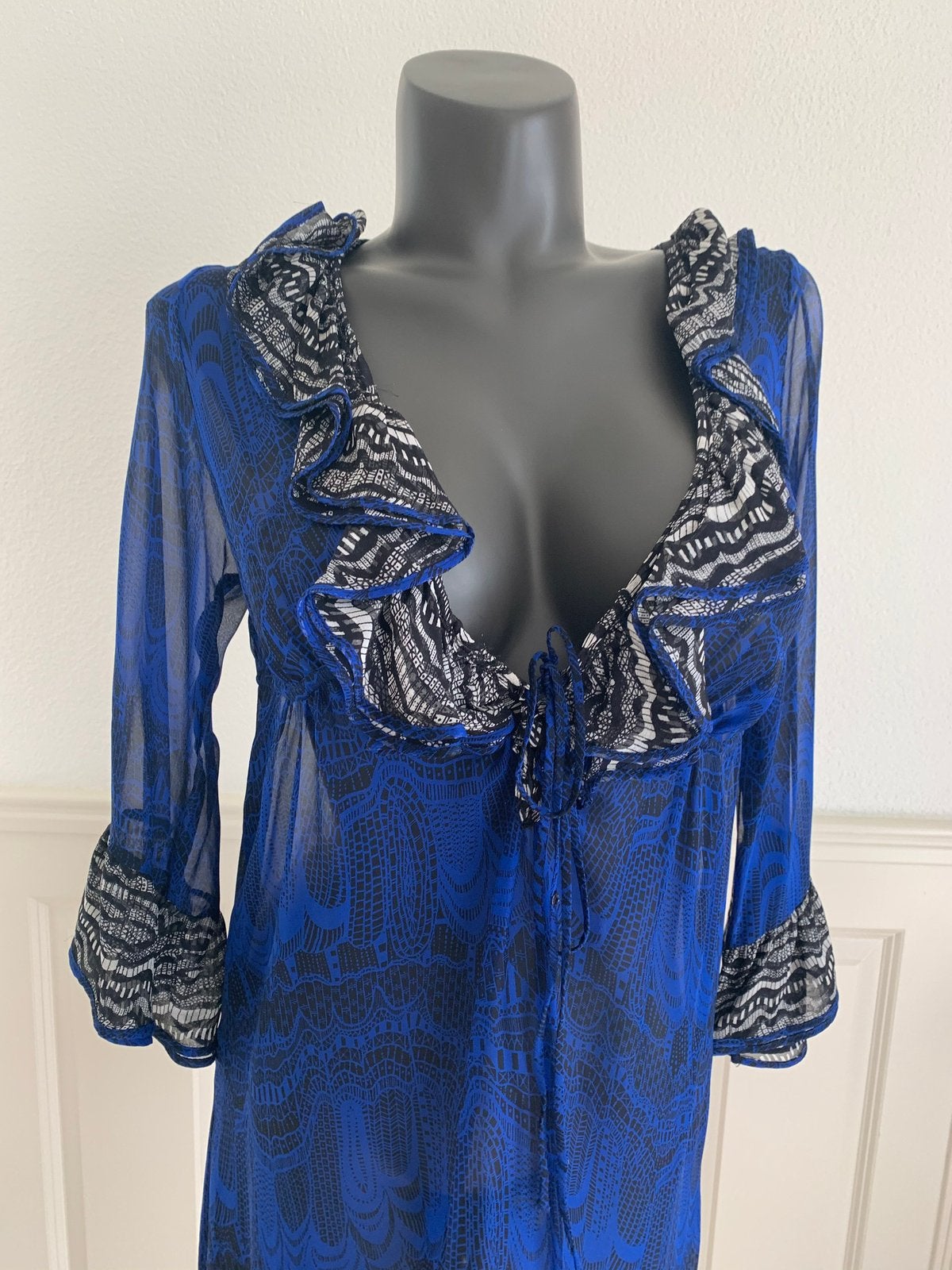 Gottex strand kimono / kaftan Maat s  Materiaal 100% zijde, Kleding | Dames, Verzenden, Nieuw, Blauw, Overige typen