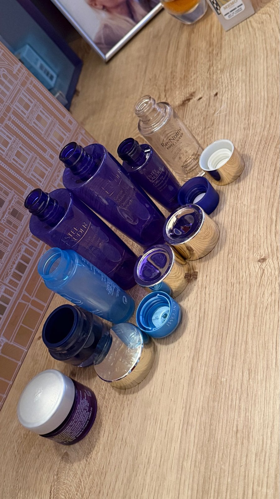 Lege potjes en flesjes van Lancôme en Estée Lauder, Gebruikt, Gehele gezicht, Paars, Ophalen of Verzenden