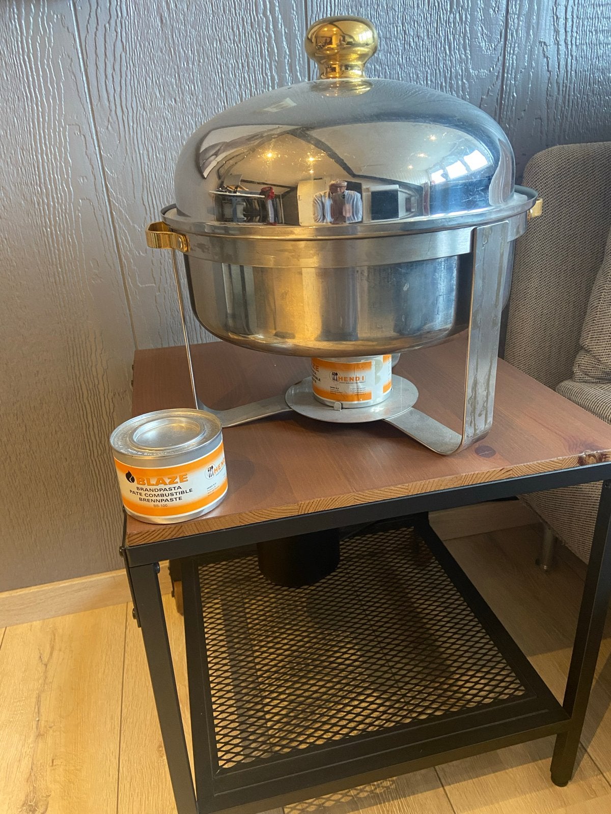 Chafing dish / Warmhoudschaal RVS met brandpasta, Ophalen, Zilver, Metaal, Overige merken