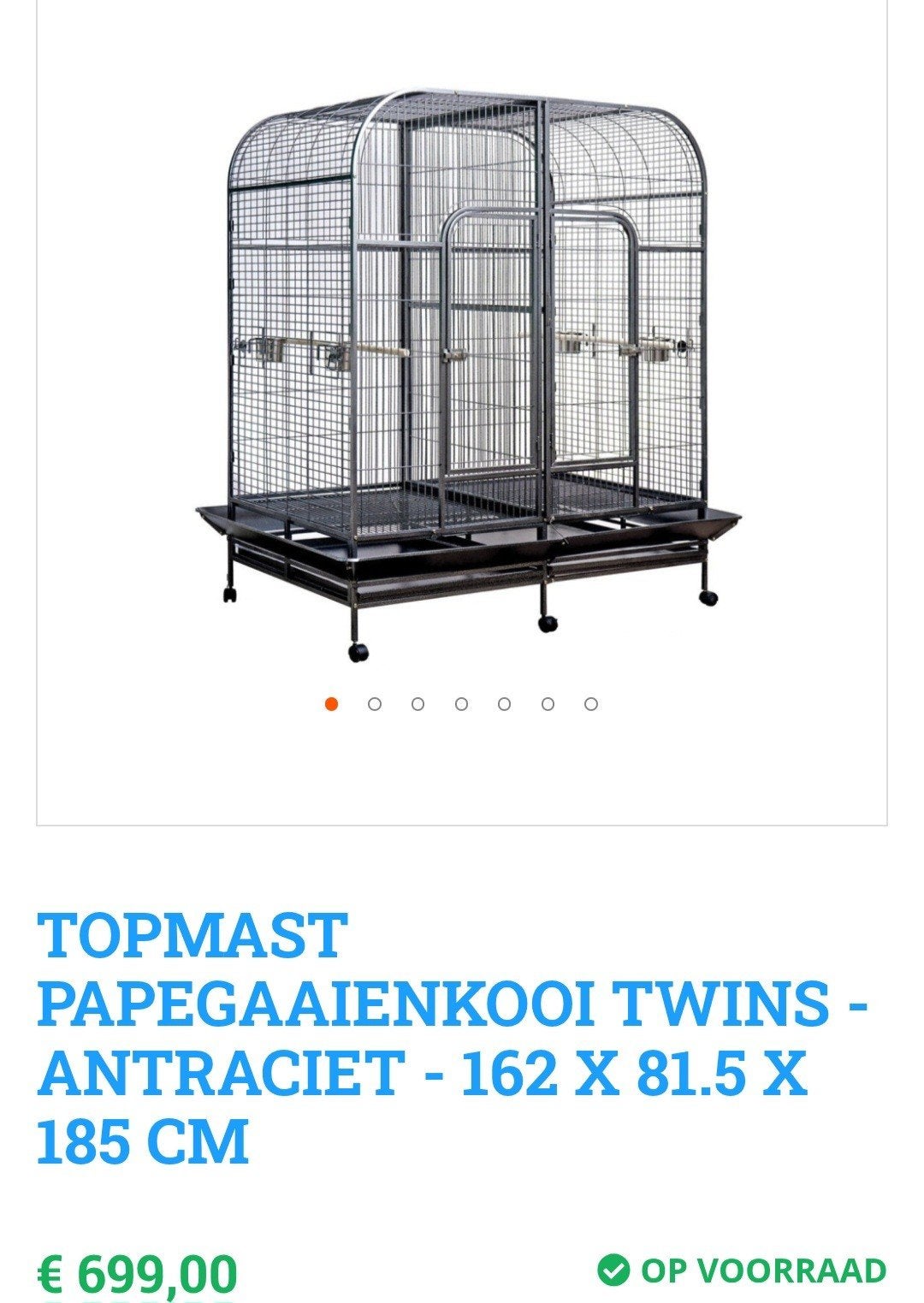 dubbele papagaaienkooi, Ophalen, Zo goed als nieuw, Aluminium, Vogelkooi