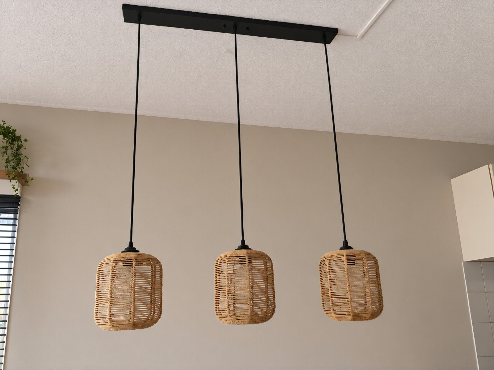 Hanglamp Bragi Naturel Kwantum E27 100x20x120cm, Ophalen of Verzenden