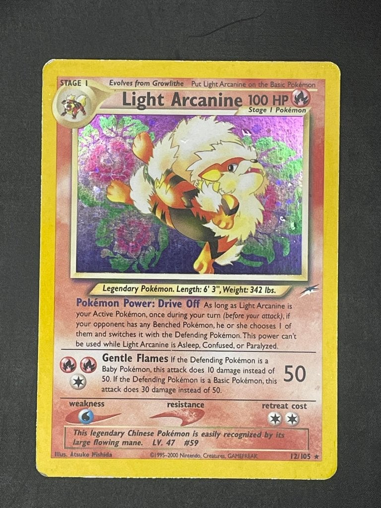 Light Arcanine 12/105, Neo Destiny, Ophalen of Verzenden, Zo goed als nieuw, Losse kaart, Foil