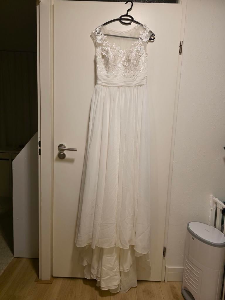 Elegante Trouwjurk met Kant en Chiffon, Kleding | Dames, Trouwjurk, JJ's House, Wit, Ophalen of Verzenden