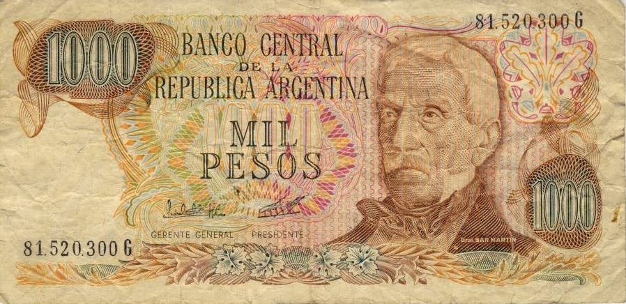 Bankbiljet - Argentinie - 1000 pesos, Postzegels en Munten, Bankbiljetten | Amerika, Ophalen of Verzenden, Zuid-Amerika, Los biljet