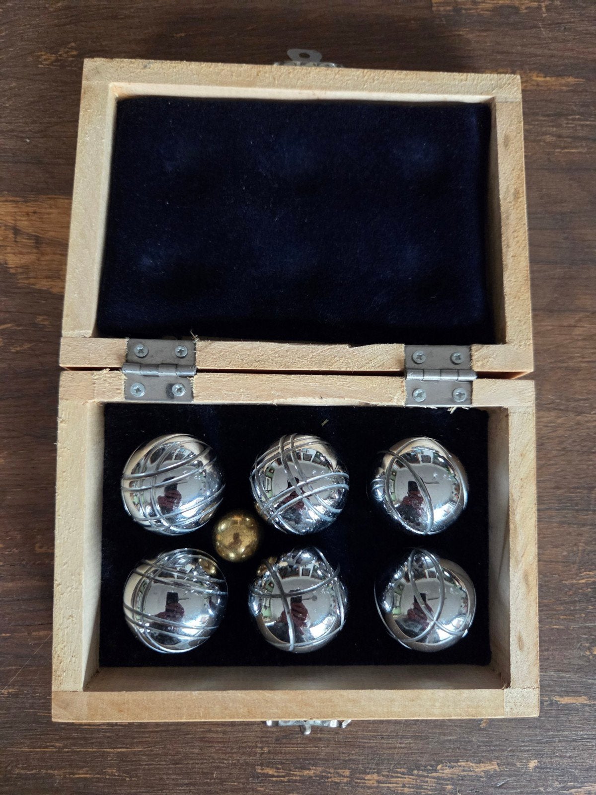 Mini boccia petanque set in houten kistje (Merk Gant), Ophalen of Verzenden, Gebruikt
