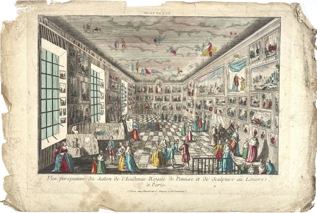 660. Handgekleurde opticaprenten Parijs, Frankrijk, ca. 1770, Ophalen of Verzenden, Voor 1920, Frankrijk
