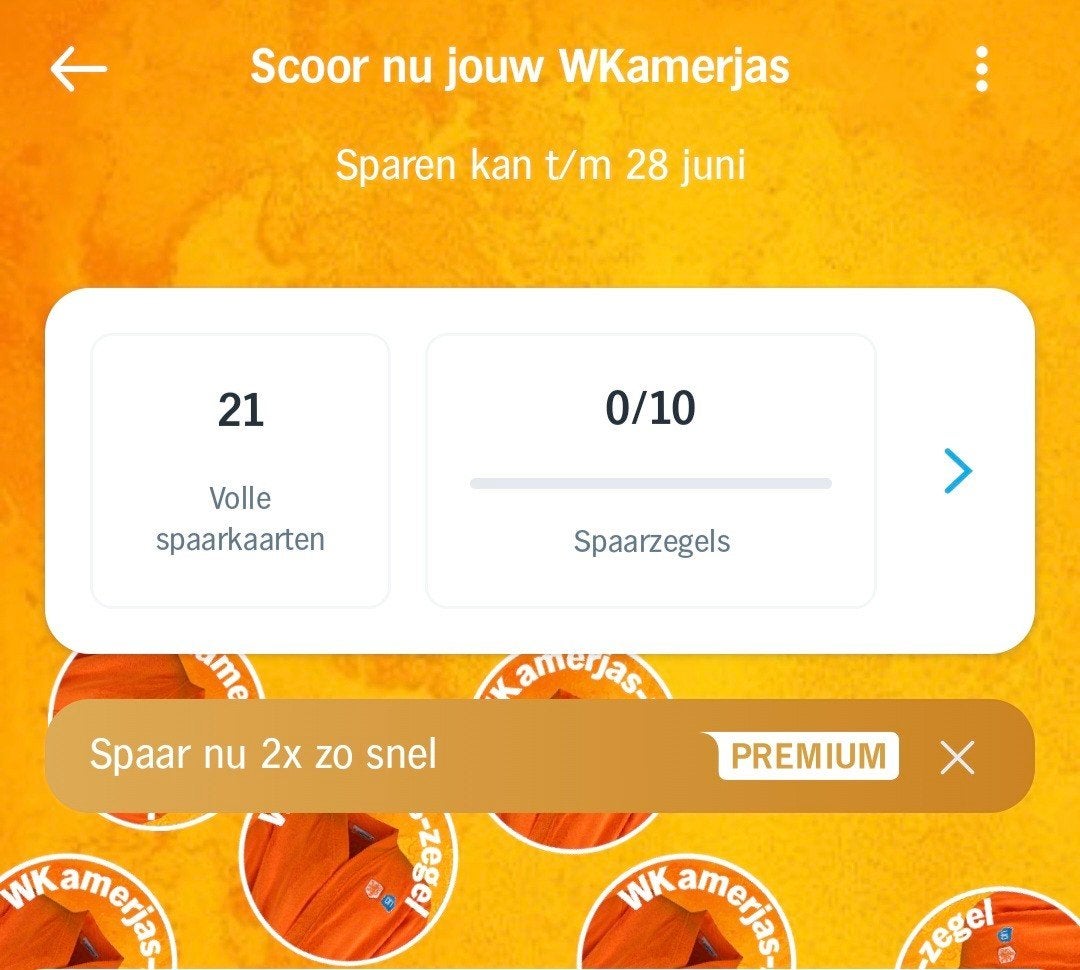 Ah zegels 21 volle kaarten WKKamer jas, Albert Heijn, Ophalen