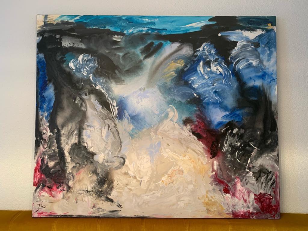 Abstract Schilderij: Dynamische Kleurenexplosie, Ophalen of Verzenden