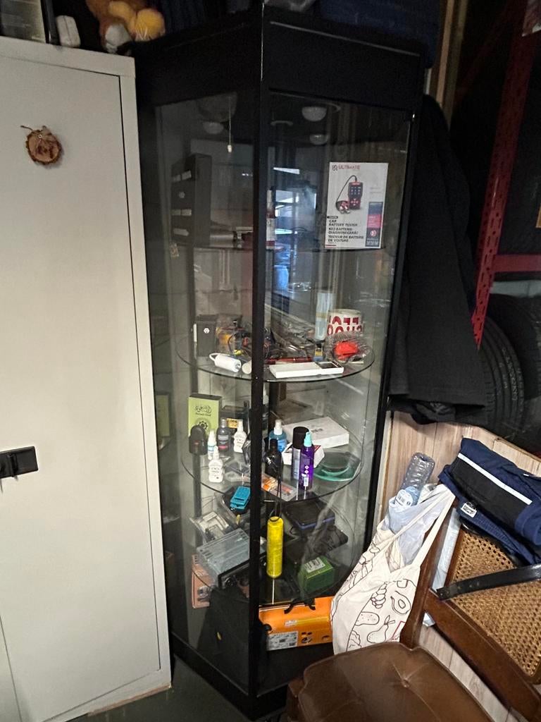 Vitrine Kast met Wielen en Verlichting 6 Hoekig Glazen, Huis en Inrichting, Kasten | Vitrinekasten, Ophalen of Verzenden, Zo goed als nieuw