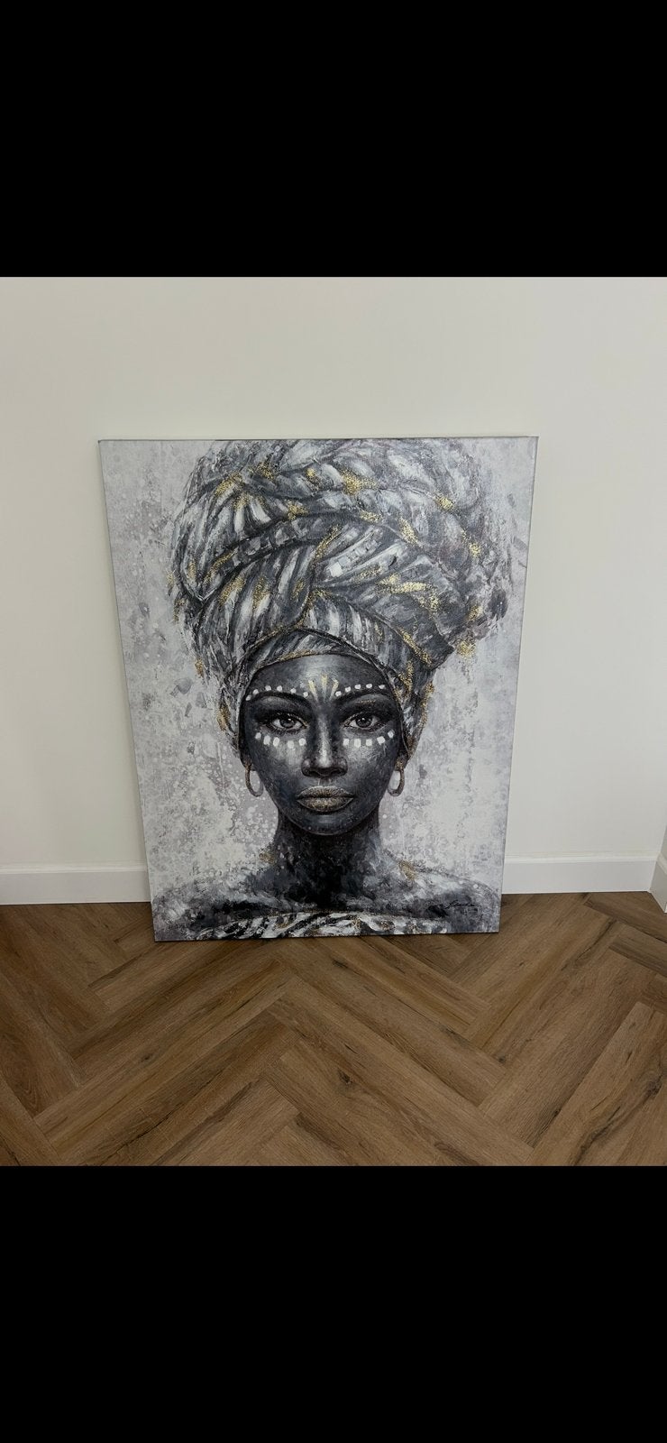 Set van 2 schilderijen grijs goud, Ophalen, Zo goed als nieuw, Schilderij, 100 tot 125 cm