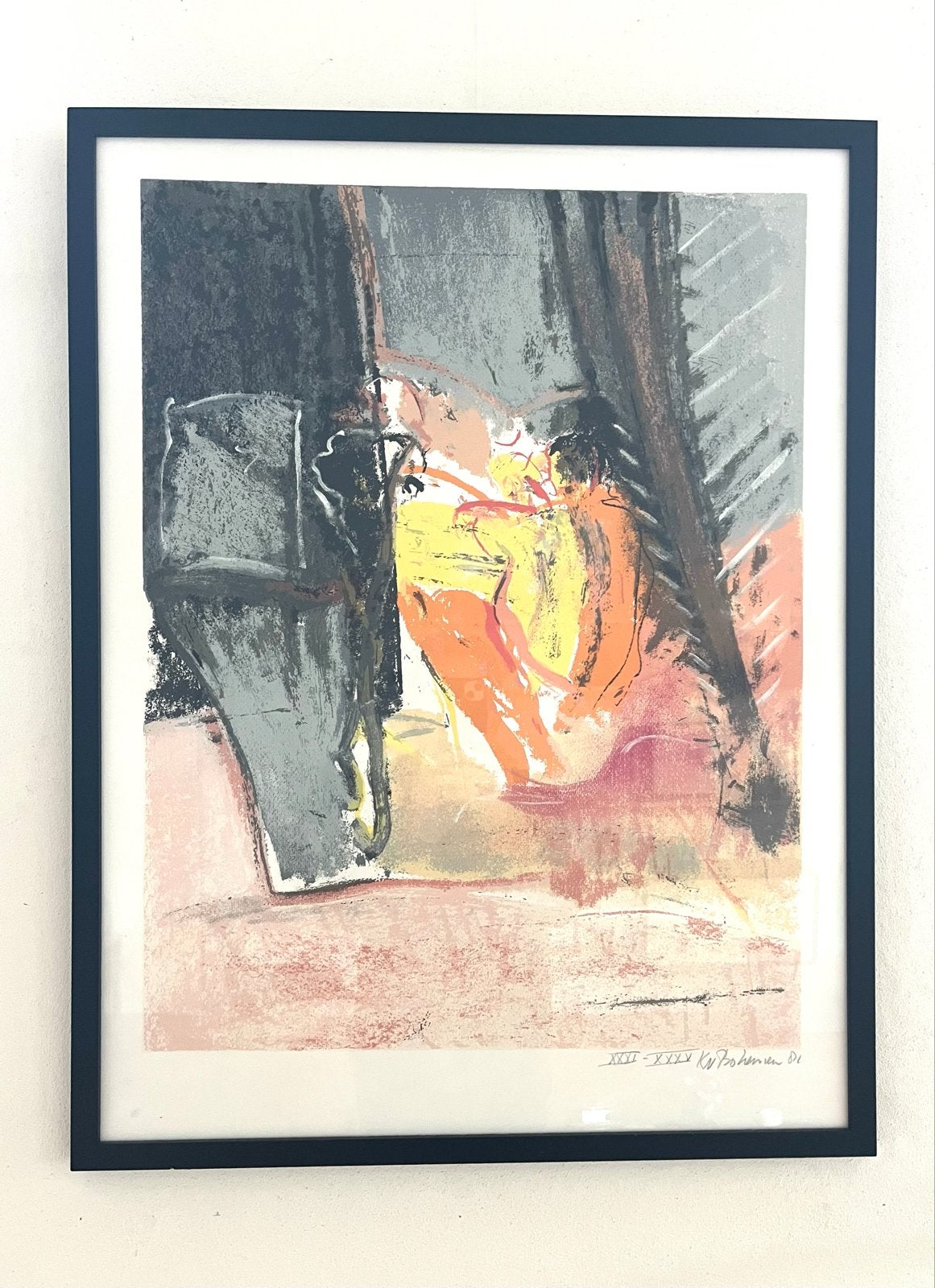Grote zeefdruk van Kees van Bohemen, Antiek en Kunst, Ophalen, Zeefdruk, Achter glas