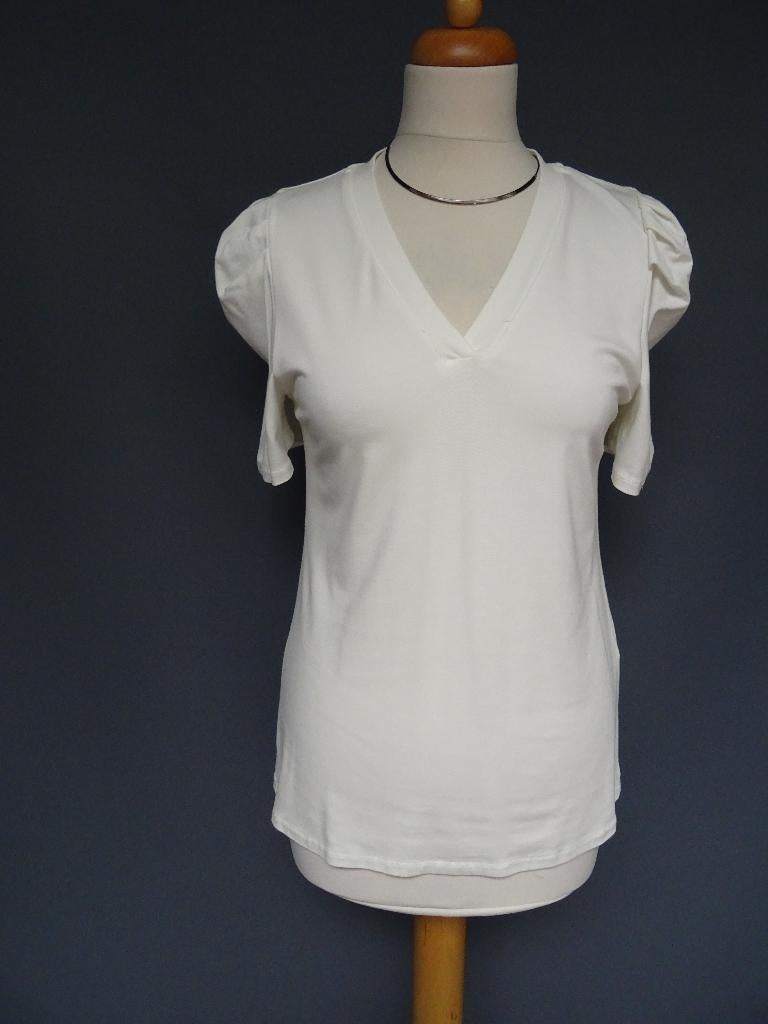 CHASTAR maat S/M, top met aangerimpelde mouw., Kleding | Dames, Maat 38/40 (M), Wit, Ophalen of Verzenden, Zo goed als nieuw