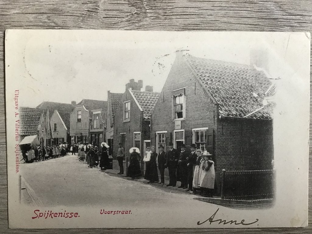 Oude ansichtkaart Spijkenisse Voorstraat, Gelopen 1902, Verzamelen, Ophalen of Verzenden, Voor 1920, Gelopen, Zuid-Holland
