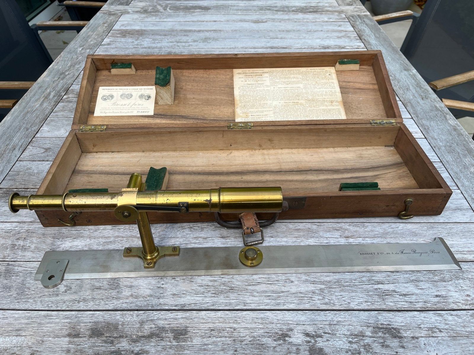 Antieke BROSSET FRÈRES Theodoliet in houten kist, Ophalen of Verzenden