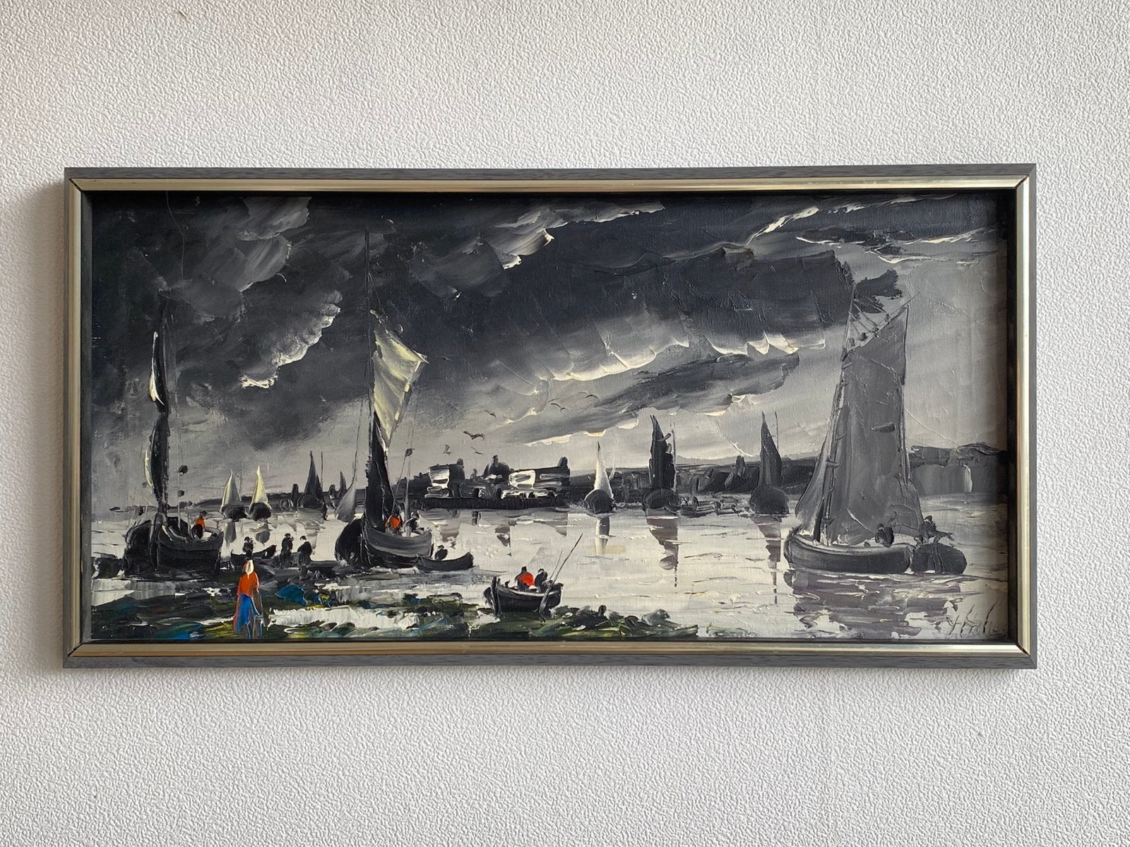 Joaquim Hilário Roberto. Portugal. Havengezicht. Jaren 60., Antiek en Kunst, Kunst | Schilderijen | Klassiek, Ophalen of Verzenden