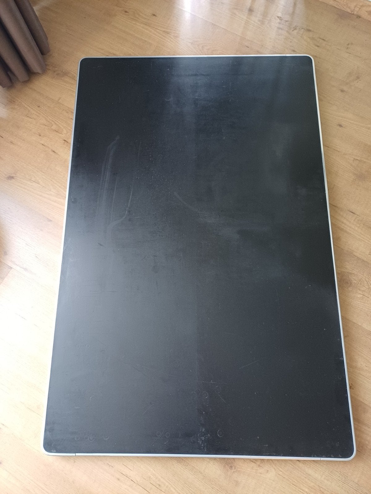 Vintage Gispen tafelblad linoleum zwart - 130x85 cm, Huis en Inrichting, Tafelonderdelen, Ophalen, Gebruikt, Vintage linoleum