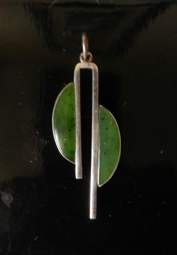 Sterling zilveren hanger met jade Niels Erik From Noorwegen, Sieraden, Tassen en Uiterlijk, Antieke sieraden, Ophalen of Verzenden