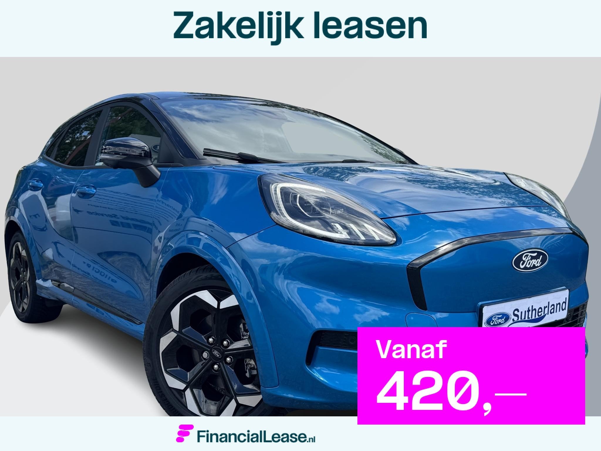 Ford Puma Gen-E Premium 44 kWh 168pk | Driver Assistance Pac, Blauw, Leder en Stof, 44 kWh, Geïmporteerd