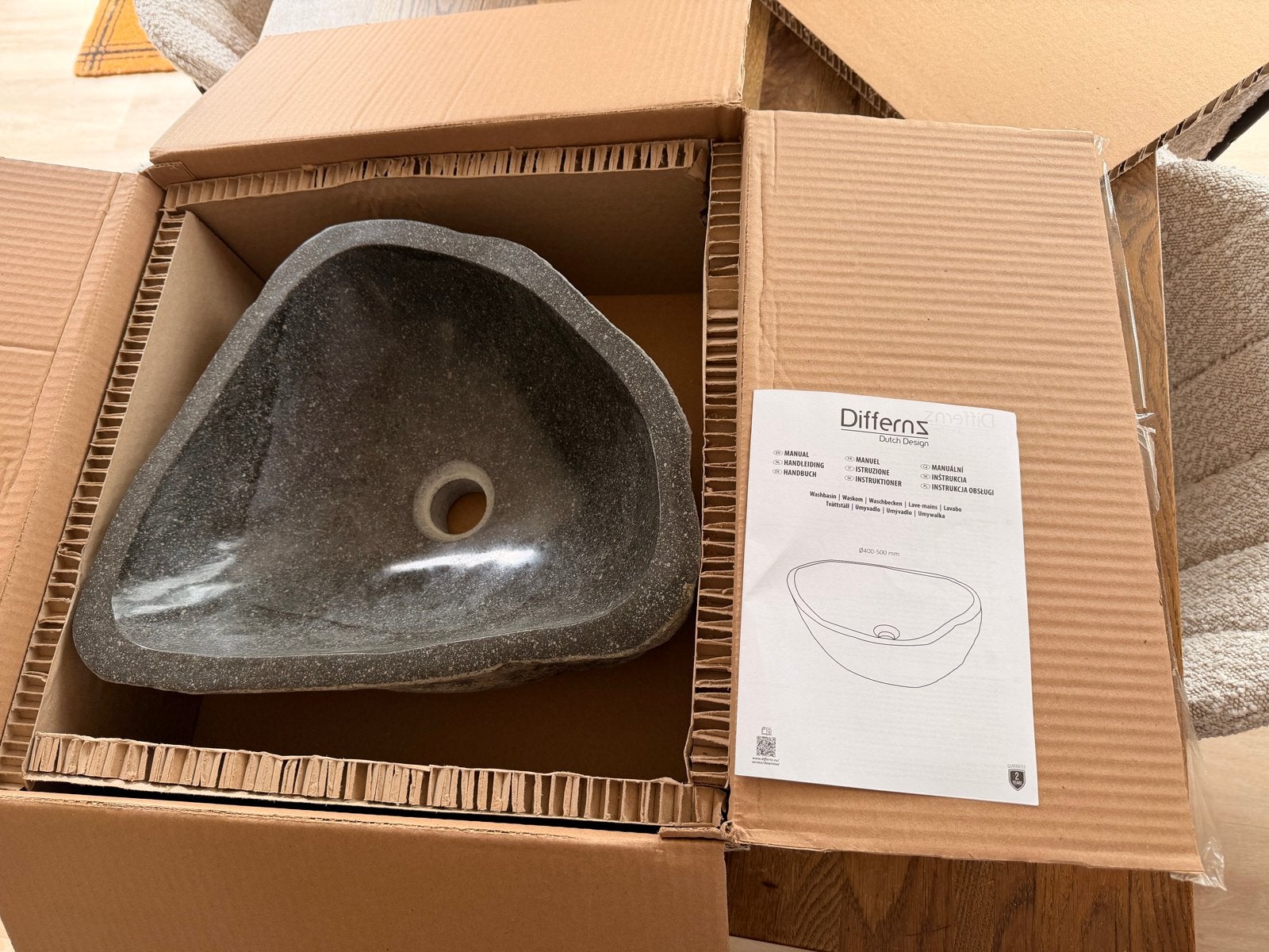 Natuursteen wasbak, Doe-het-zelf en Verbouw, Sanitair, Ophalen, Nieuw, Steen, Wastafel