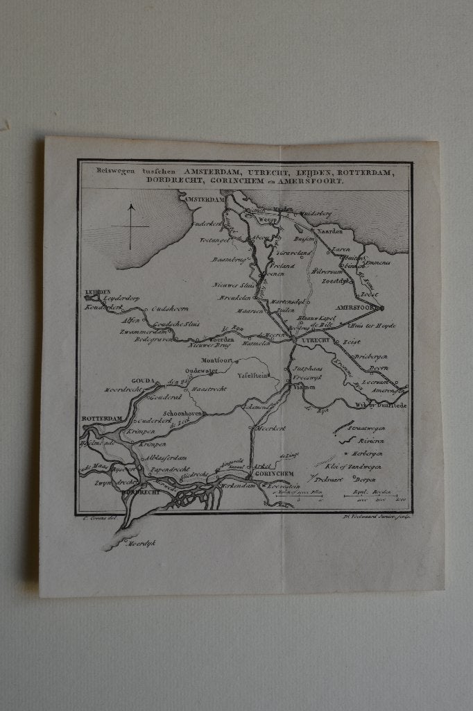 REISWEGEN door het hart van Nederland Anno 1820 Gravure E43, Origineel, 1800 - 1899, Verzenden, Cartografie