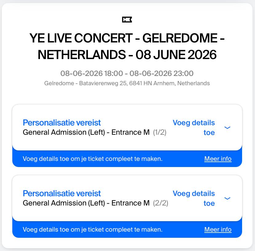 2x Kanye West Tickets - 8 Juni - Staanplaatsen, Tickets en Kaartjes, Concerten | Pop, Twee personen, Juni