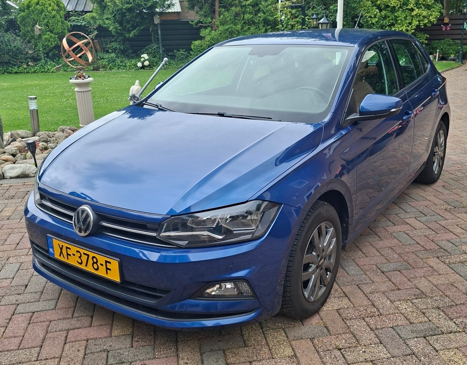 Volkswagen Polo 1.0 TSI 95pk 2019 Blauw, Auto's, Voorwielaandrijving, Stof, 40 €/maand, Zwart