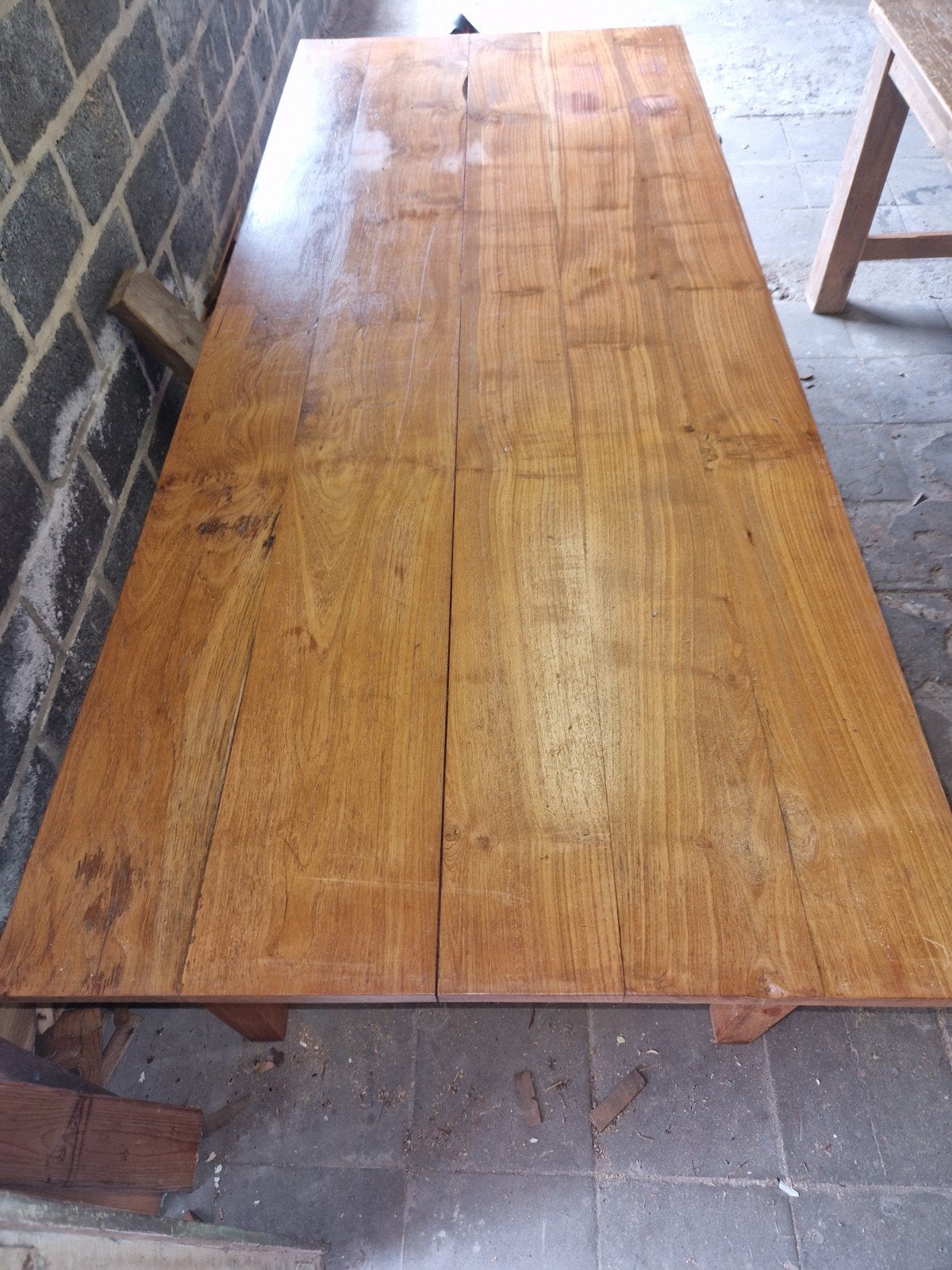 Antieke eiken kloostertafel, Ophalen, Gebruikt, Teakhout, 200 cm of meer