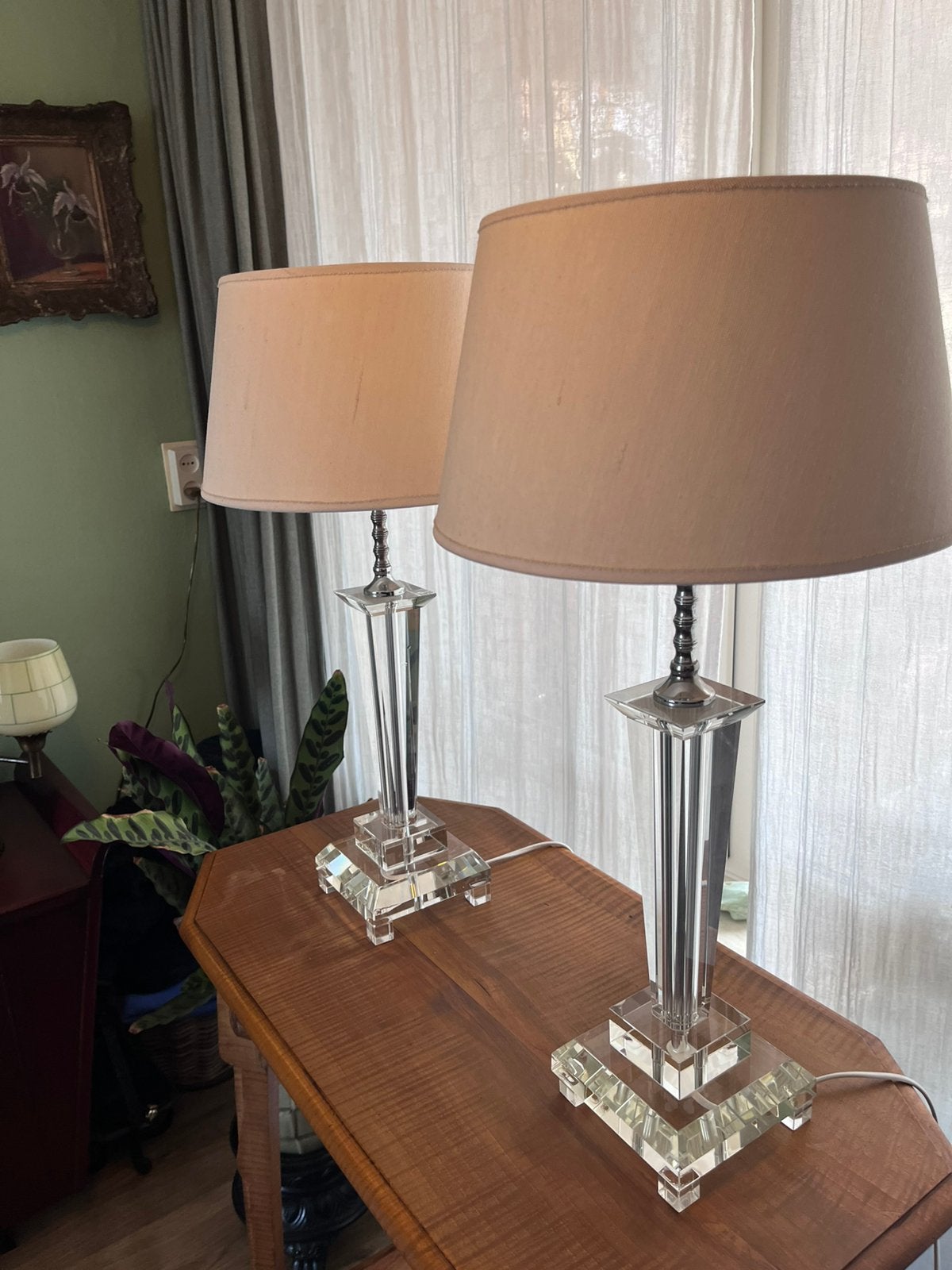 Kristallen tafellampen set dimbaar, Ophalen, Dimbaar, Gebruikt, 60 cm