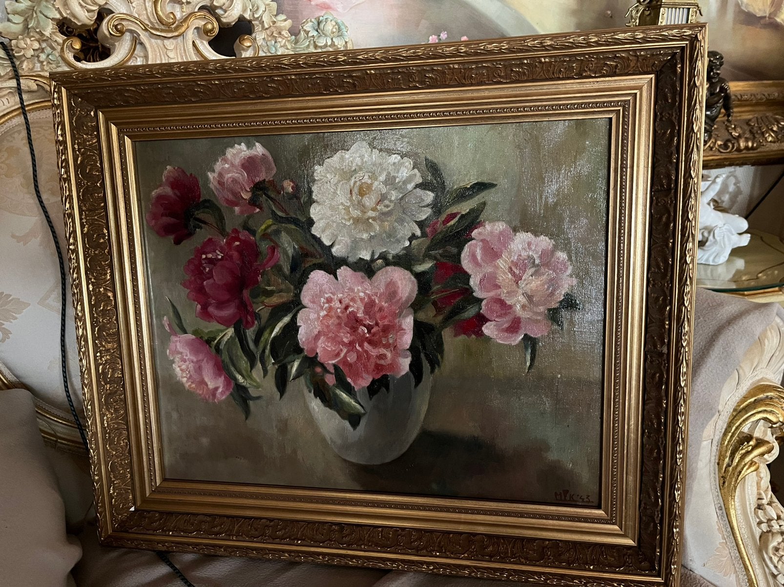 Antiek olieverf bloemen stilleven schilderij, Antiek en Kunst, Kunst | Schilderijen | Klassiek, Ophalen