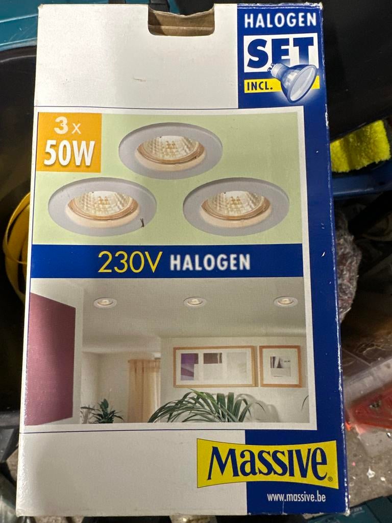 Halogeen Spot Set - 3x 50W, Halogeen, Metaal of Aluminium, Nieuw, Ophalen of Verzenden