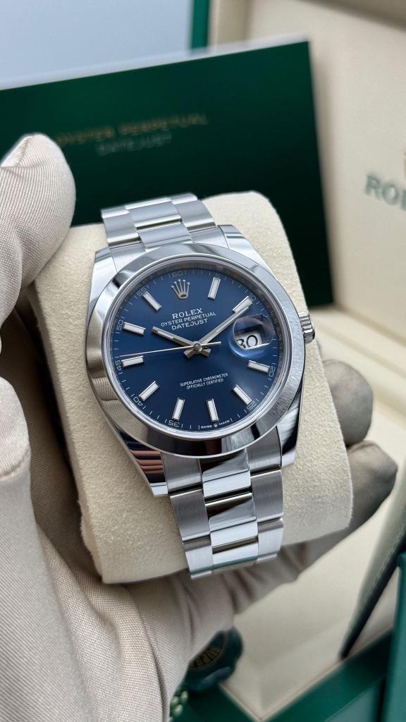 Rolex Datejust 41 Blue Dial | Smooth | Oyster, Staal, Polshorloge, Nieuw, Ophalen of Verzenden
