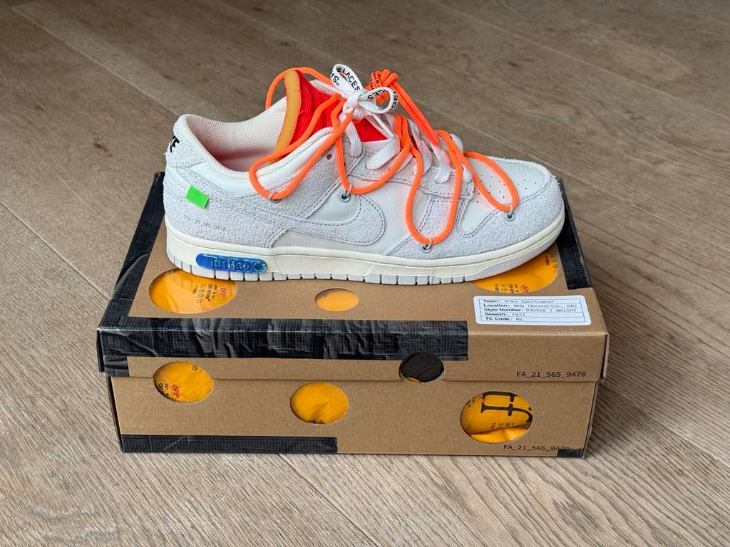 Off-White Nike Dunk Low Lot 32/50 - Maat 42,5 / US9, Kleding | Heren, Schoenen, Ophalen of Verzenden, Nieuw, Wit, Sneakers of Gympen