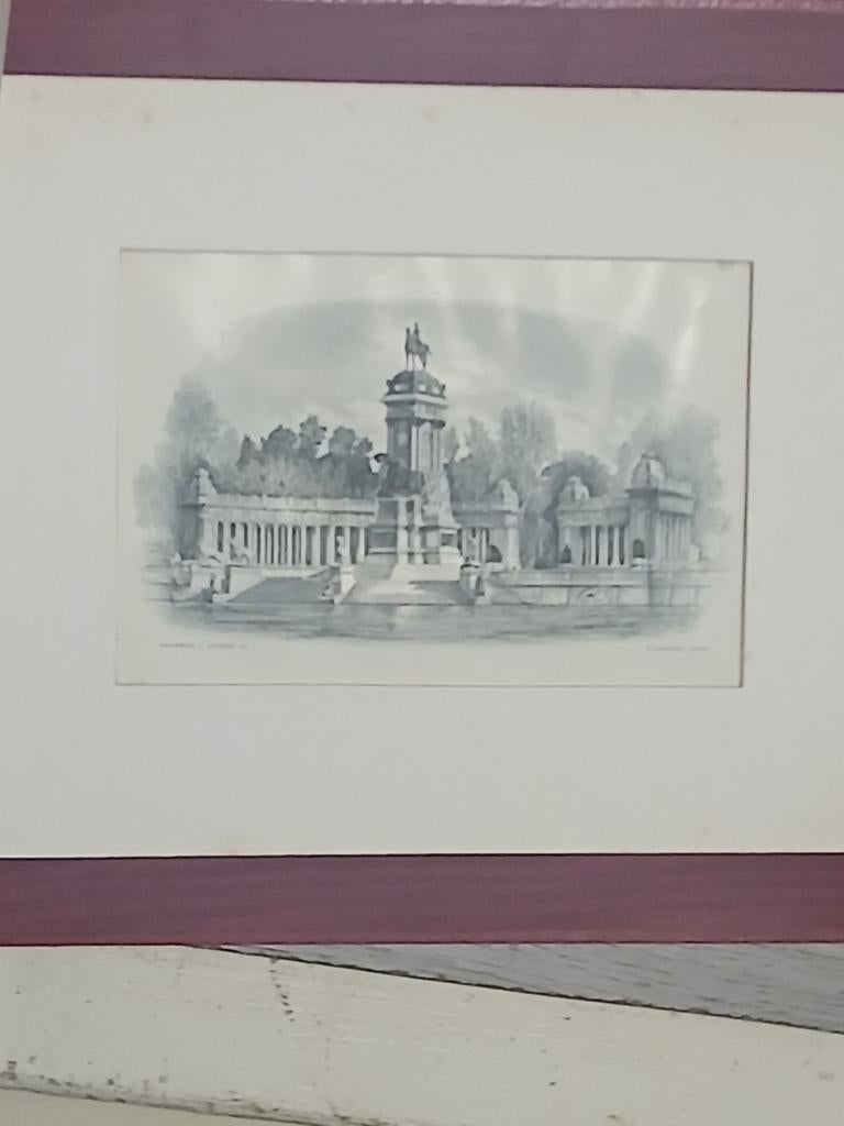 Deze afbeelding toont het Monument voor Alfonso XII in het P, Antiek en Kunst, Kunst | Etsen en Gravures, Ophalen