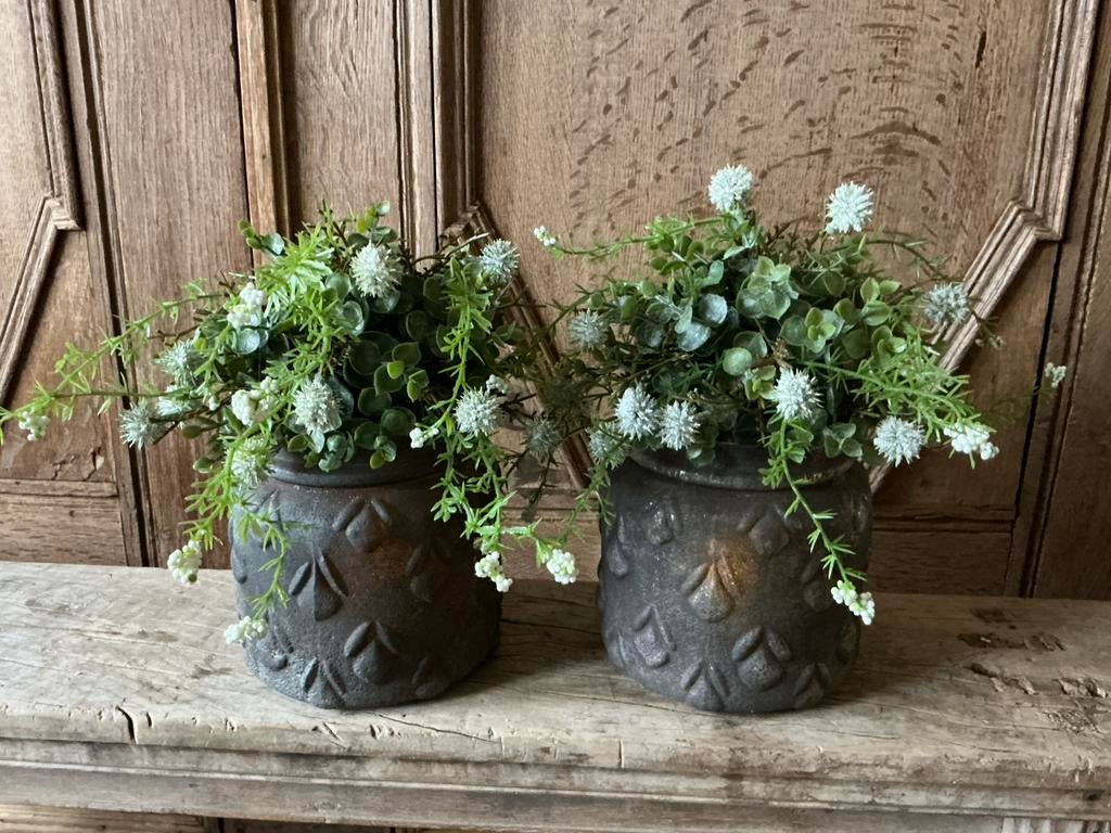 NIEUW landelijk glazen windlicht met toef kunstbloemen, Ophalen of Verzenden, Nieuw
