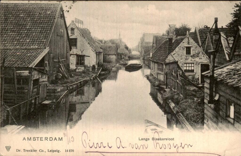 Amsterdam - Lange Bleekersloot - Huizen langs gracht, Ophalen of Verzenden, Voor 1920, Gelopen, Noord-Holland