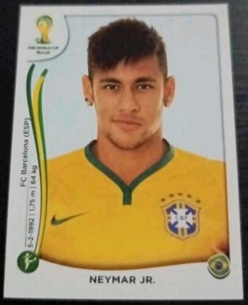 Neymar JR. Brasil 2014 panini In nieuwstaat, Ophalen of Verzenden, Zo goed als nieuw, Buitenlandse clubs, Poster, Plaatje of Sticker