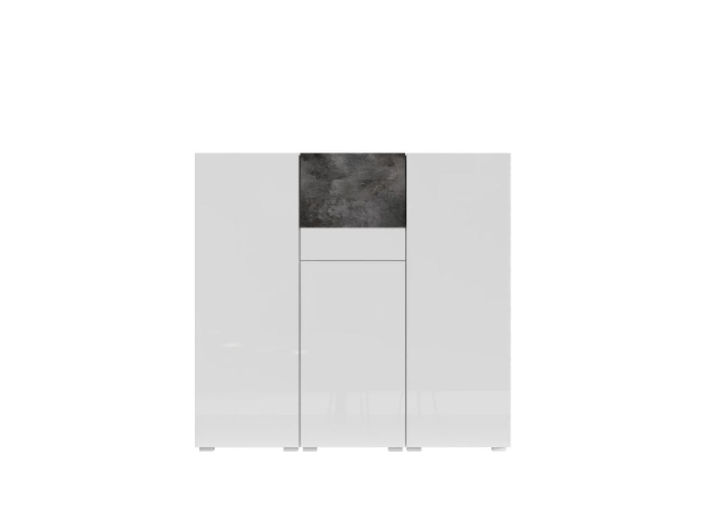 Dressoir - Hoogglans wit/Betonlook - Hoog - Modern - Design, 100 tot 150 cm, Ophalen of Verzenden, Modern, 25 tot 50 cm