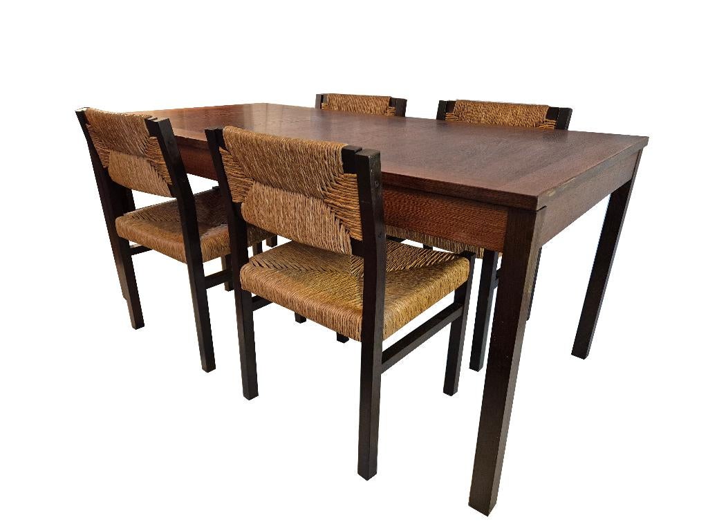 Vintage Fristho wenge eetkamer set design Arnold Merckx, Huis en Inrichting, Stoelen, Ophalen, Gebruikt, Bruin, Hout