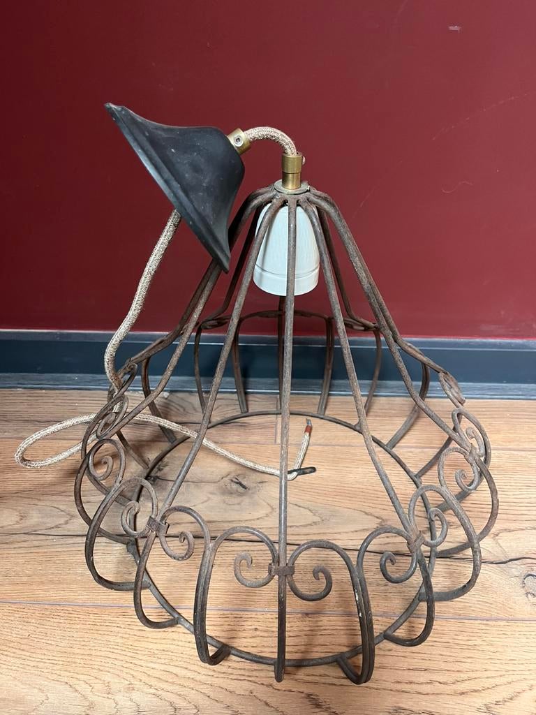 Brocante vintage plafond lamp, Ophalen of Verzenden, Zo goed als nieuw