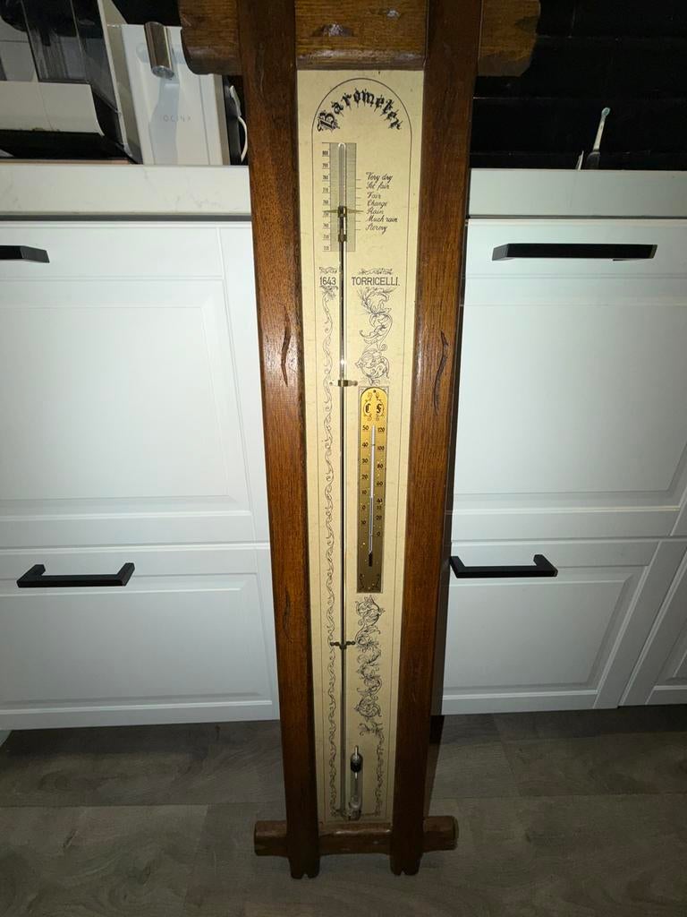1643 TORRICELLI BAK/KOLOMBAROMETER ANTIEK VINTAGE, Audio, Tv en Foto, Weerstations en Barometers, Ophalen of Verzenden, Zo goed als nieuw