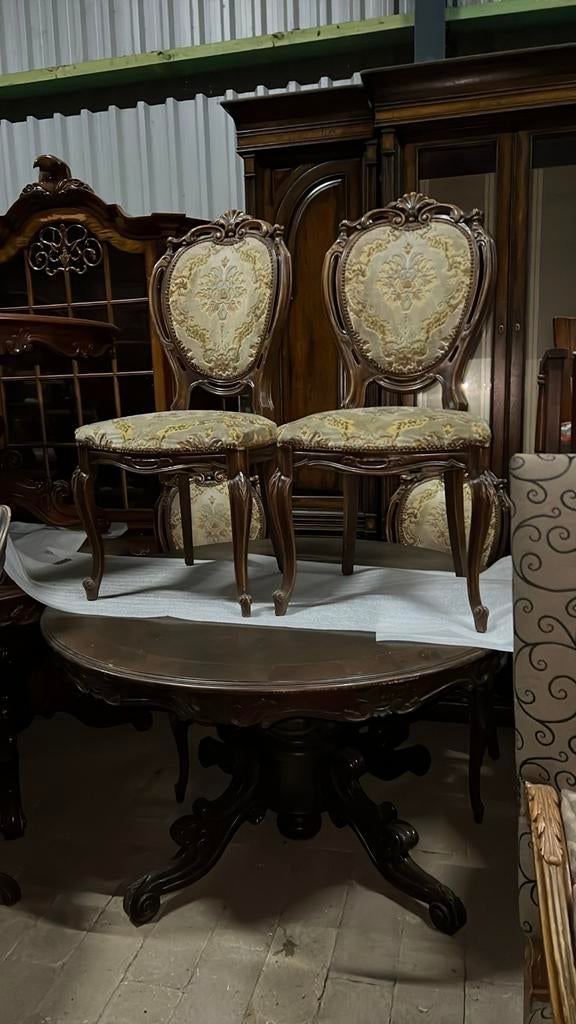 Barok Eetkamerset met Tafel en Stoelen, Antiek en Kunst, Antiek | Meubels | Stoelen en Banken, Ophalen