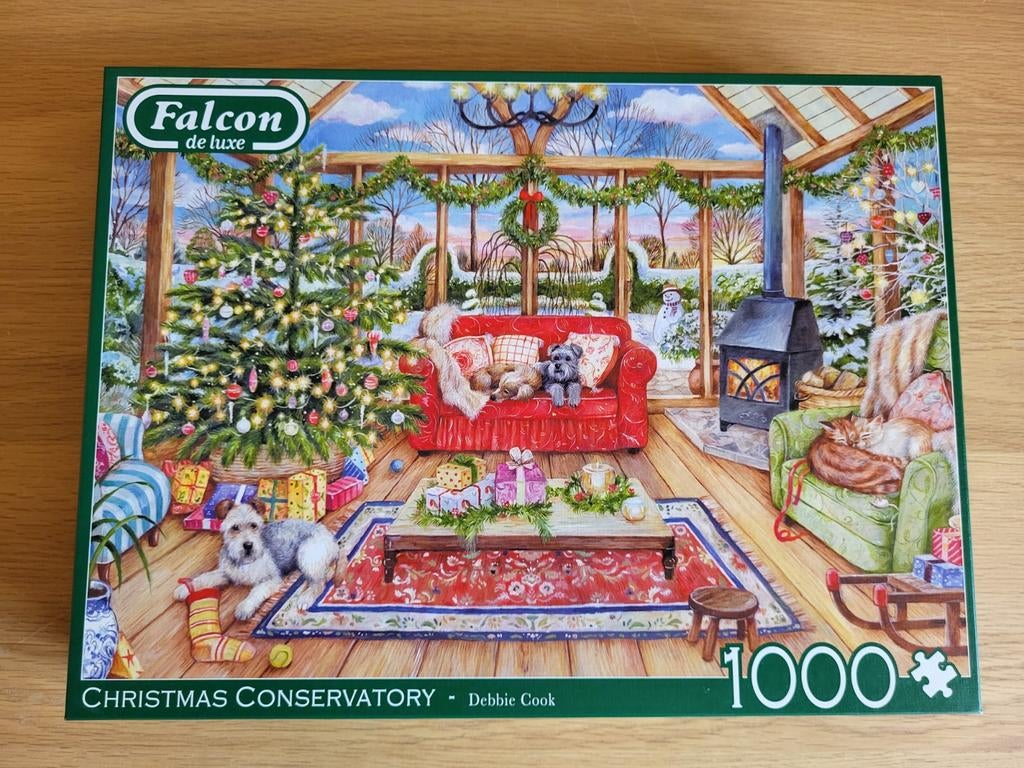 Falcon Puzzel - Christmas Conservatory - 1000 stukjes, Ophalen of Verzenden, 500 t/m 1500 stukjes, Zo goed als nieuw, Legpuzzel