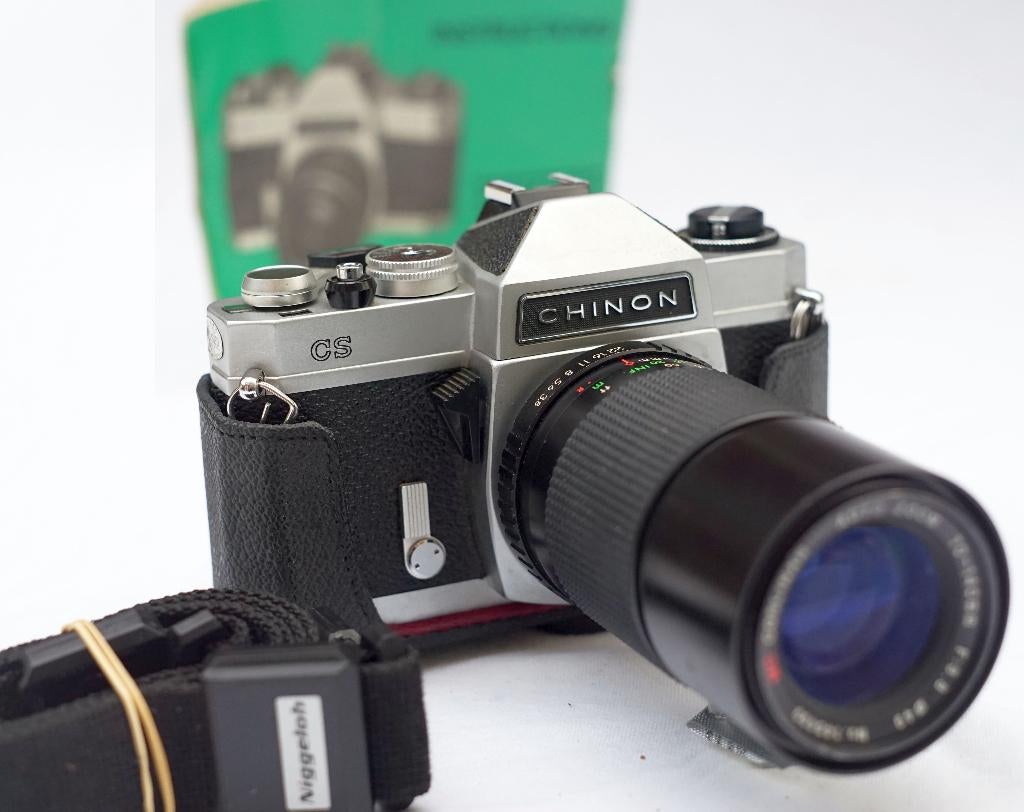 Chinon CS (1978) met M42 zoomlens 70-210mm e.a., Ophalen of Verzenden, Compact, Overige Merken