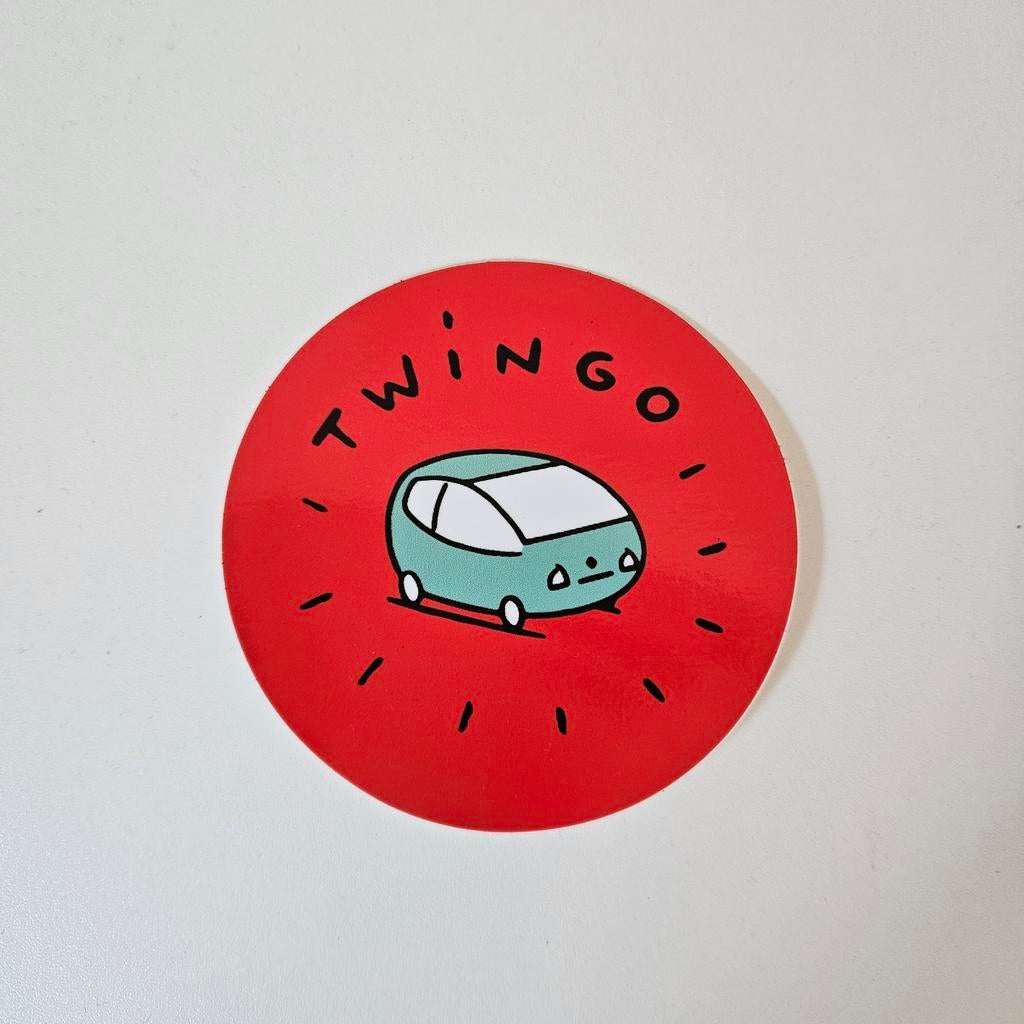 Renault twingo vinyl auto sticker rond rood groen 10cm, Auto diversen, Verzenden