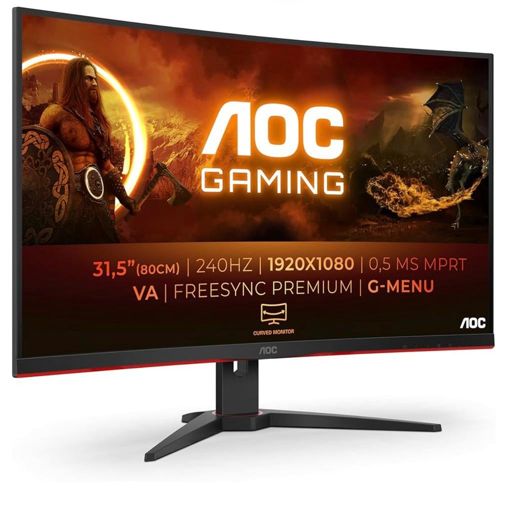 AOC C32G2ZE/BK gaming monitor Full HD 240HZ, K&N Elektronica, Ingebouwde speakers, VA, Refurbished
